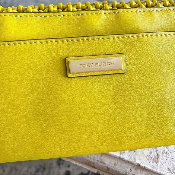 Tory Burch Bag Kira Chevron Macrame Woven Small Shoulder Leather Pear GUC - Picture 8 of 16